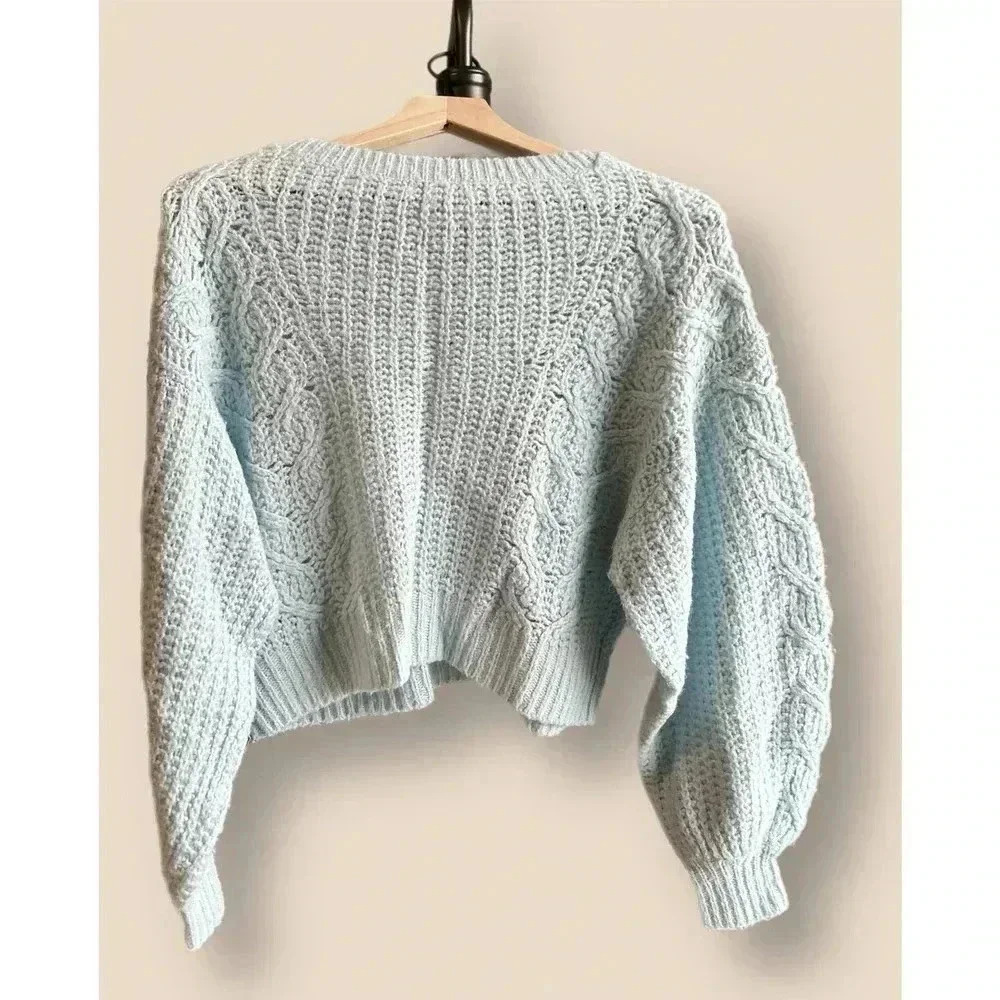 Joie Cropped Pravi Wool Blend Sweater - /Blue - Picture 5 of 10